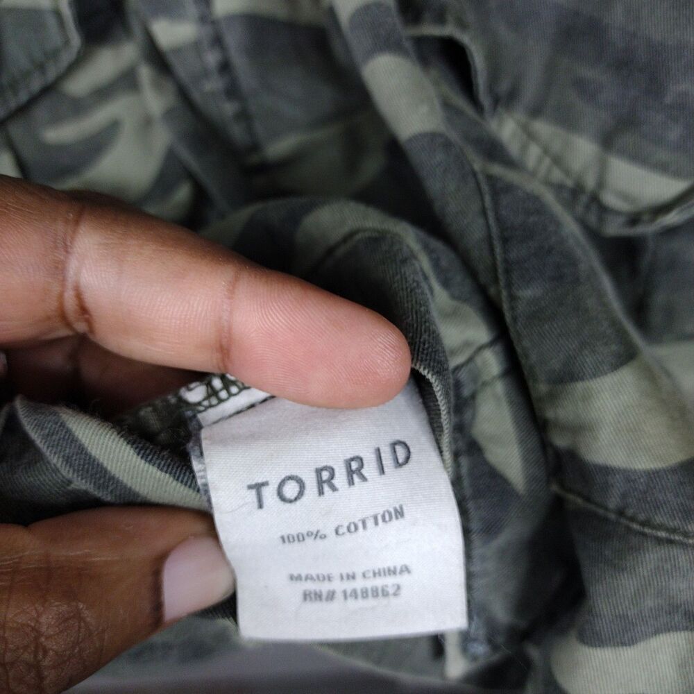 Torrid Womens Green Camouflage Jacket Plus Size 6XL 100% Cotton - Picture 8 of 9